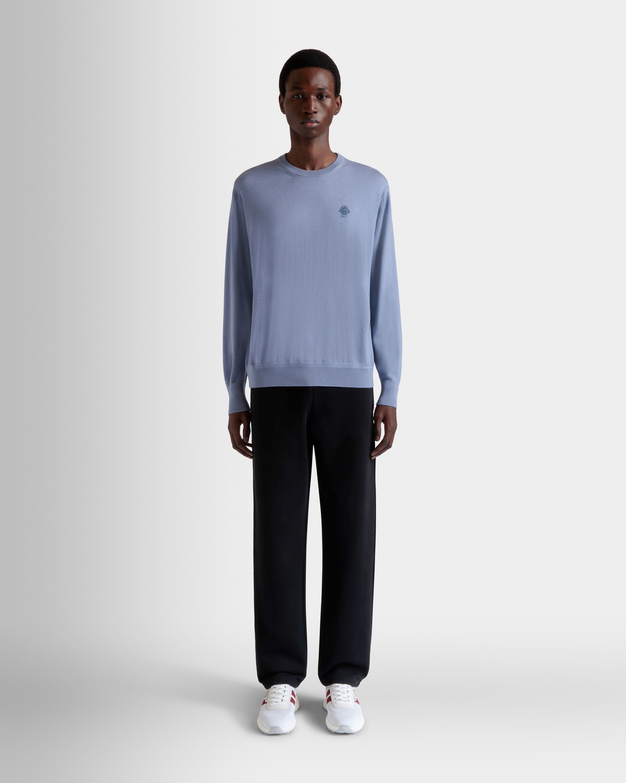 Bally Global - Crewneck Sweater in a Light Blue Wool and Cashmere Blend - Blue