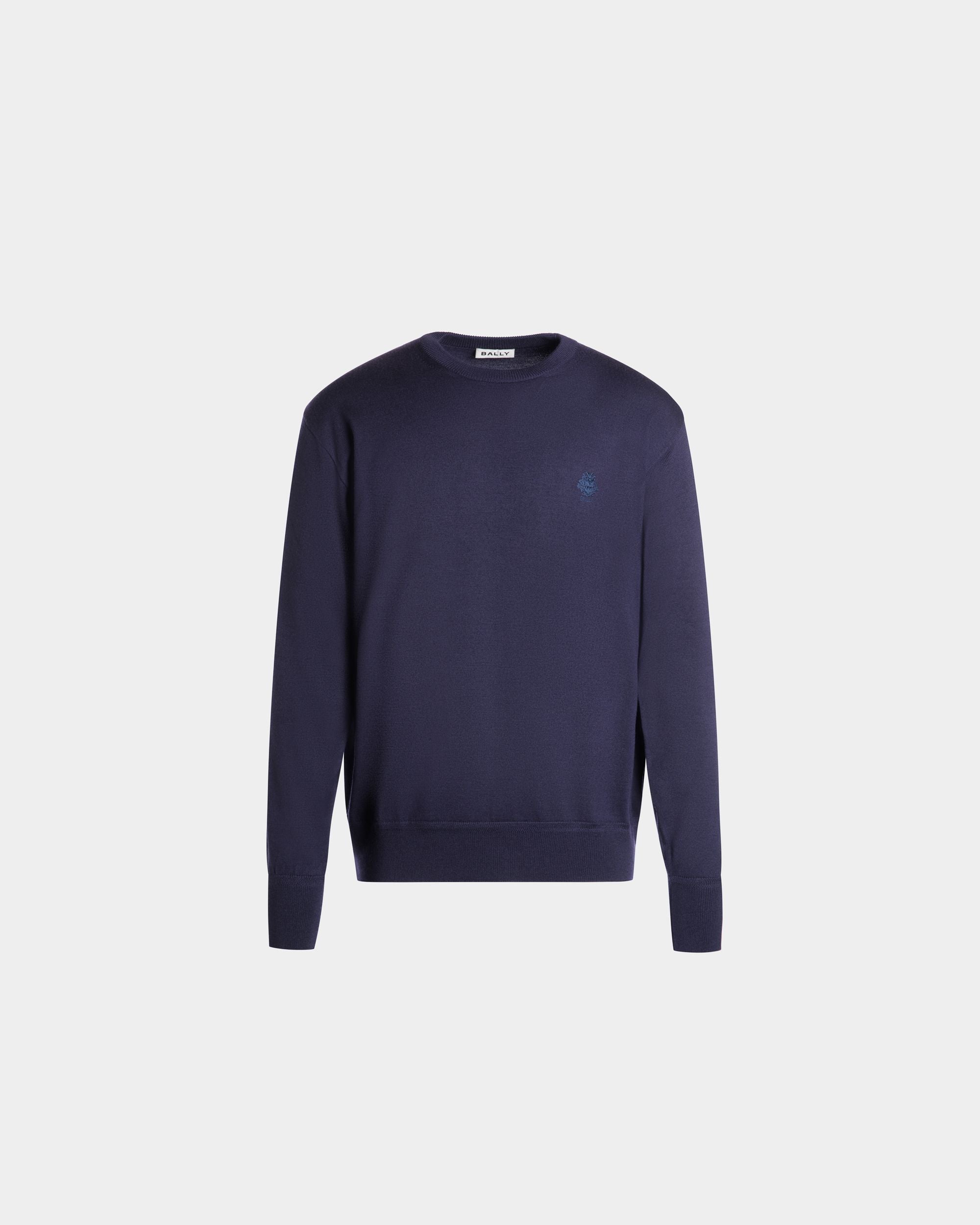 Bally Global - Crewneck Sweater in Navy Blue Wool Cashmere Blend - Blue