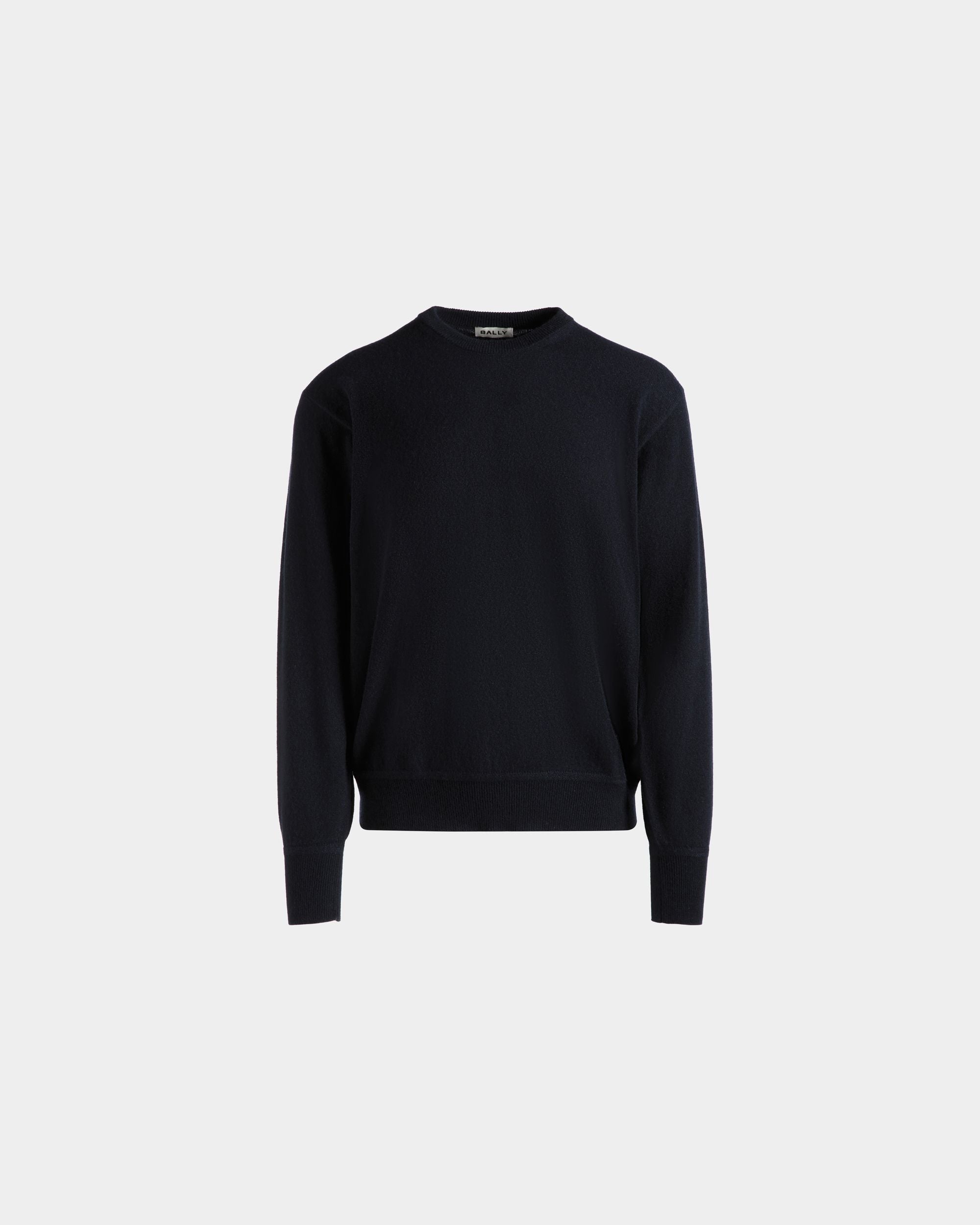 Bally Global - Crewneck Sweater In Navy Blue Cashmere - Blue