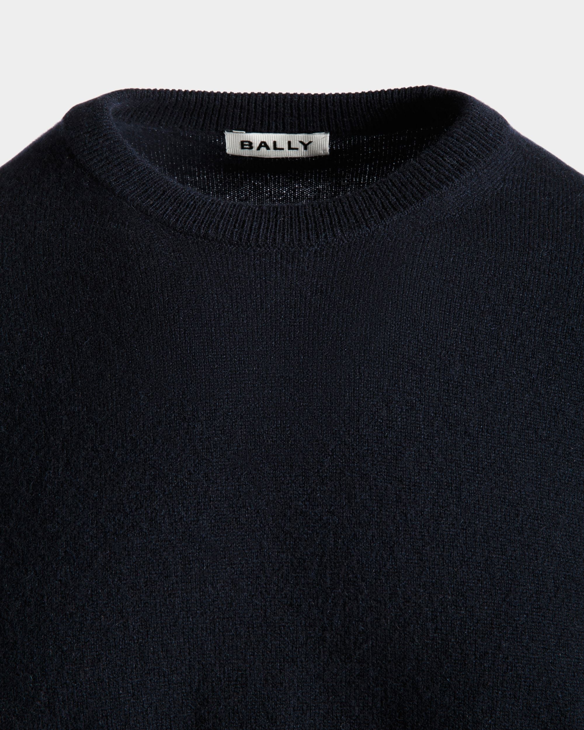 Bally Global - Crewneck Sweater In Navy Blue Cashmere - Blue