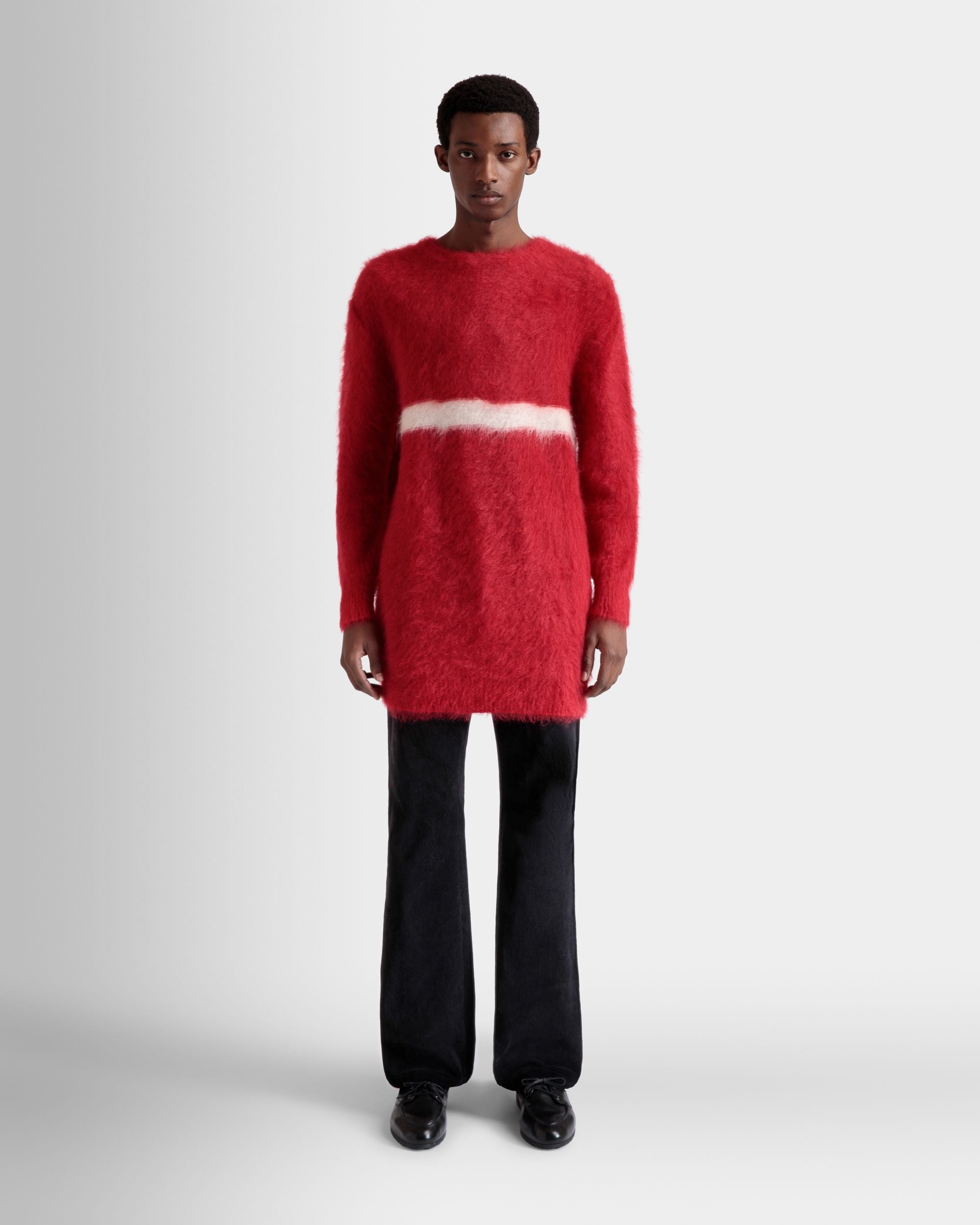 Bally Global - Crewneck Sweater In Red Mohair And Silk - Red