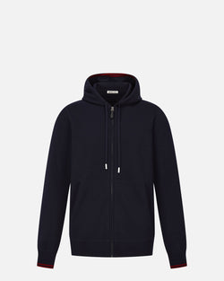 Hoodie In Navy Blue Wool