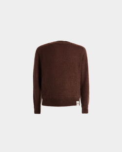 Crewneck Sweater In Brown Mohair And Silk
