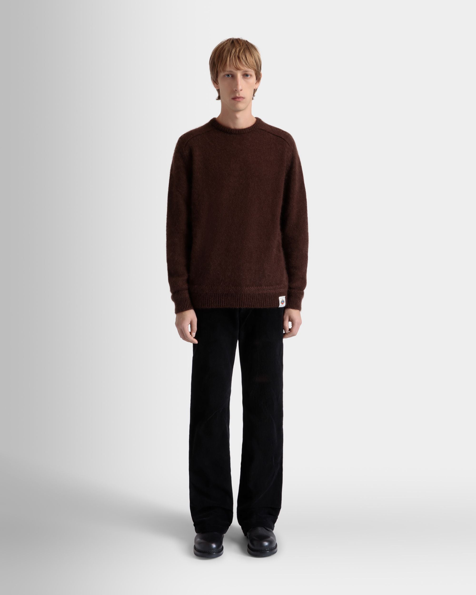 Bally Global - Crewneck Sweater In Brown Mohair And Silk - Brown