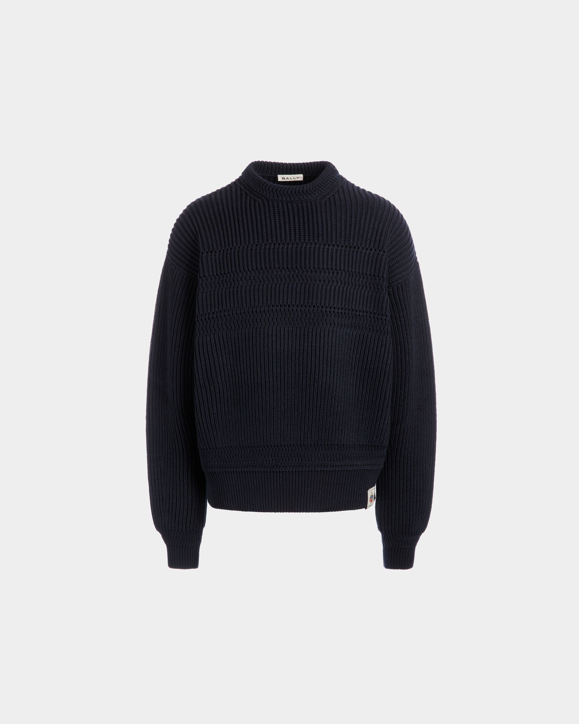 Bally Global - Crewneck Sweater in Navy Blue Cotton - Blue