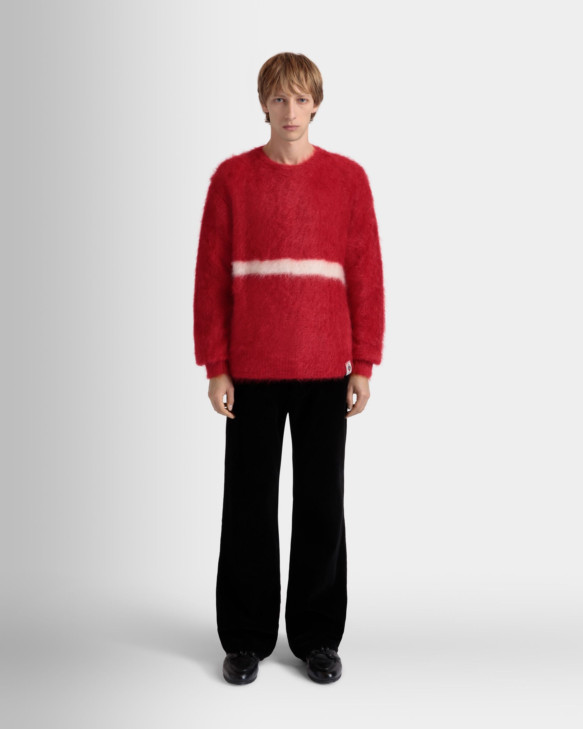 Bally Global - Crewneck Sweater In Red Mohair And Silk - Red