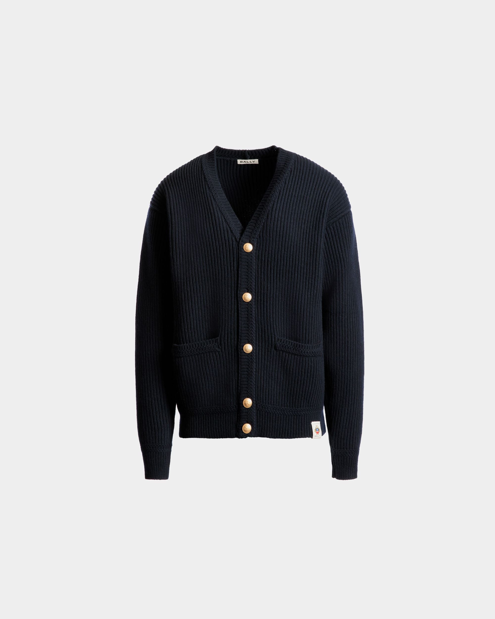 Bally Global - Cardigan En Laine Navy Blue - Bleu