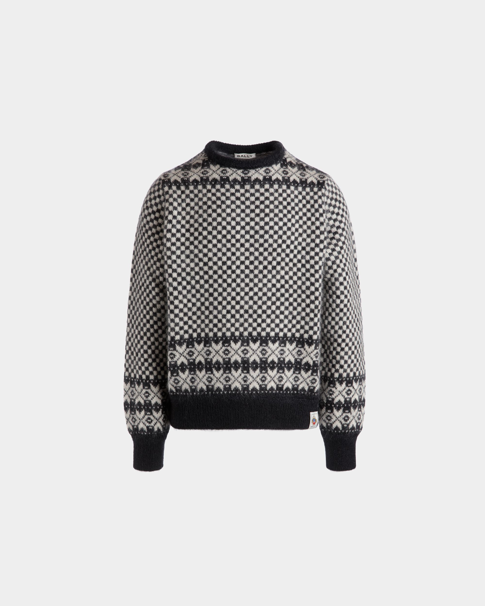 Bally Global - Crewneck Sweater In Black And White Mohair And Silk - Multicolor