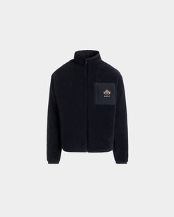 Sweat-Shirt Pour Homme À Glissière Intégrale De La Capsule D’hiver En Molleton Navy Blue Orné De Fleurs Des Alpes