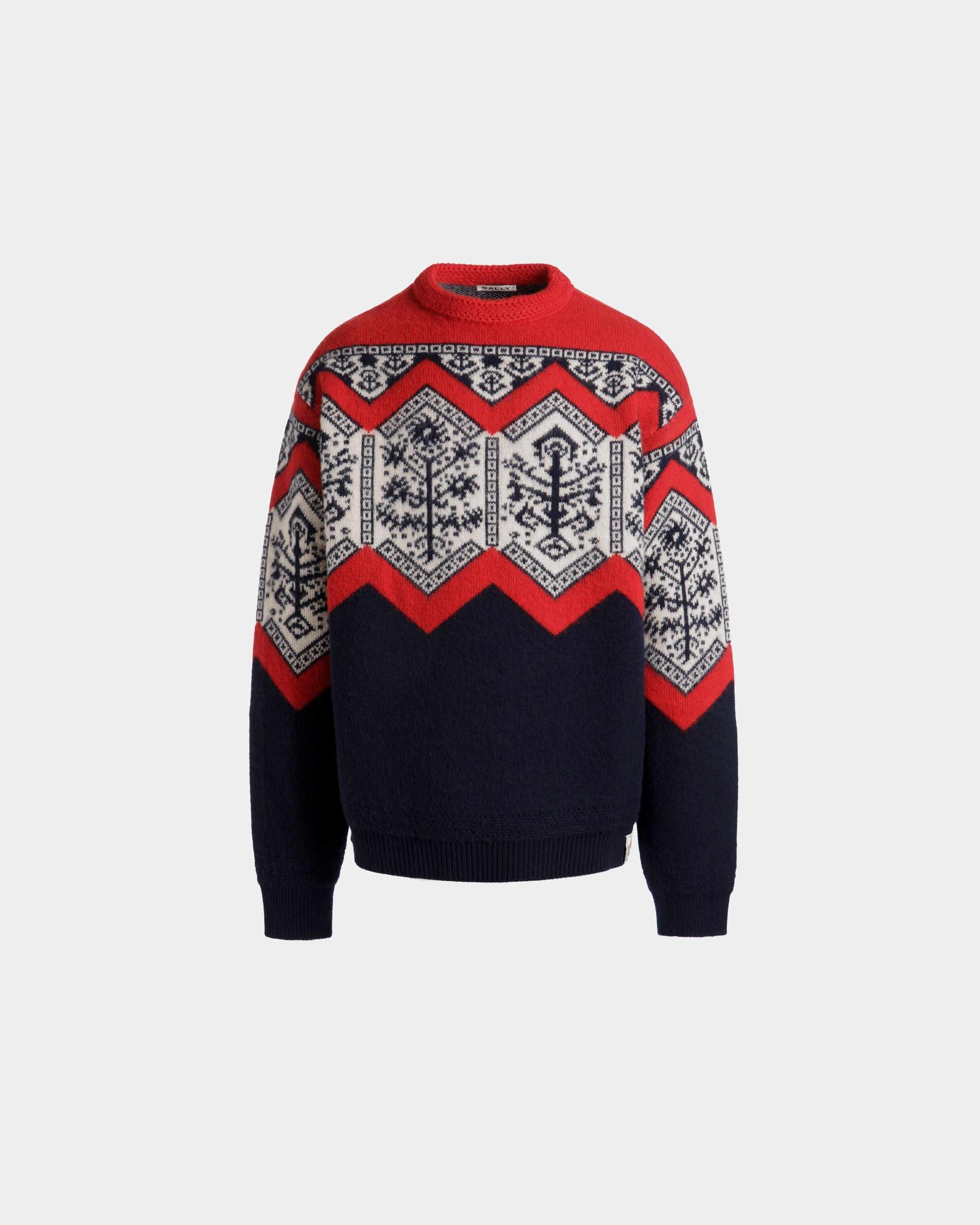 Bally Global - Winter Capsule Crewneck Sweater With Heritage Flowers in Multicolor Wool - Multicolor