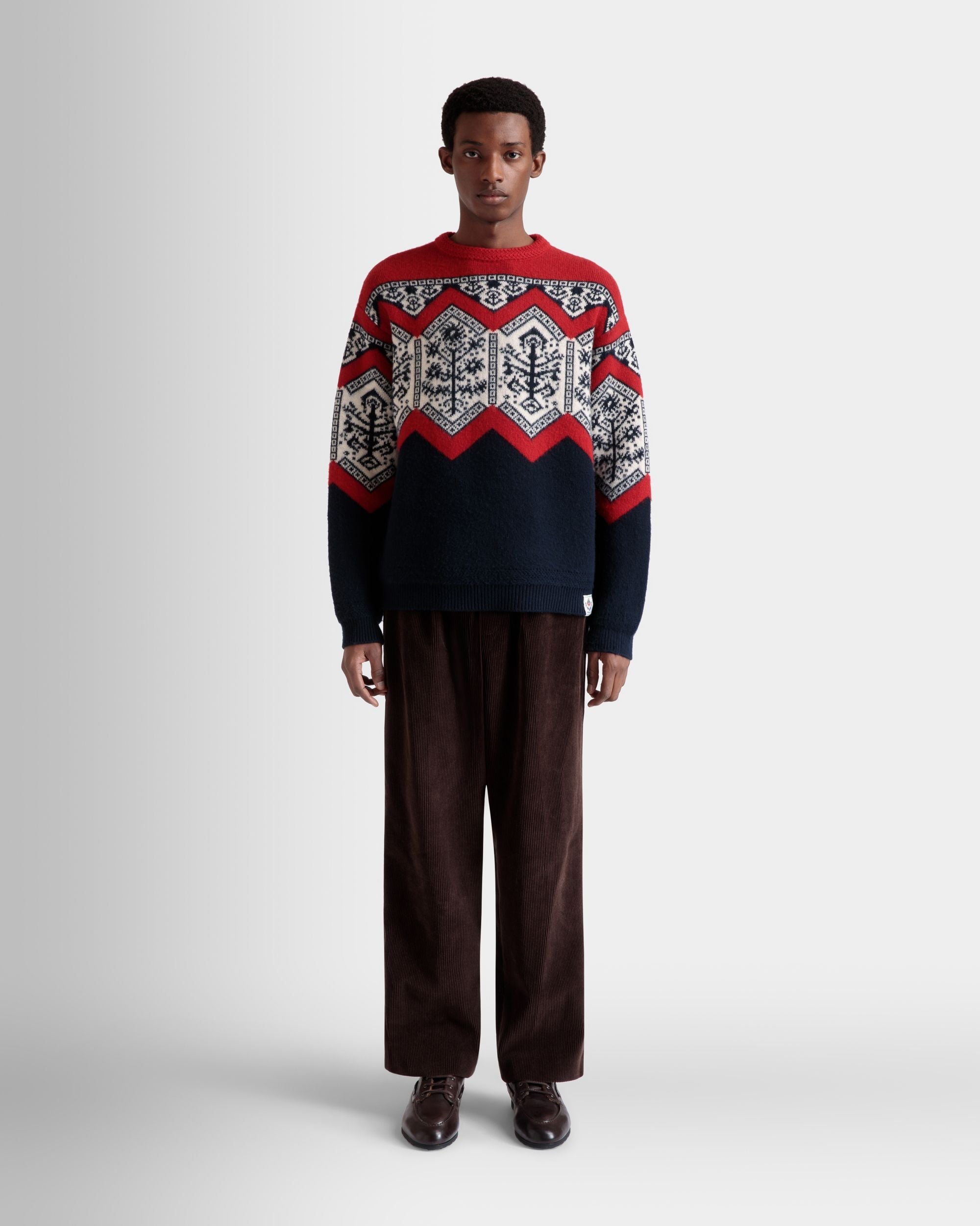 Bally Global - Winter Capsule Crewneck Sweater With Heritage Flowers in Multicolor Wool - Multicolor