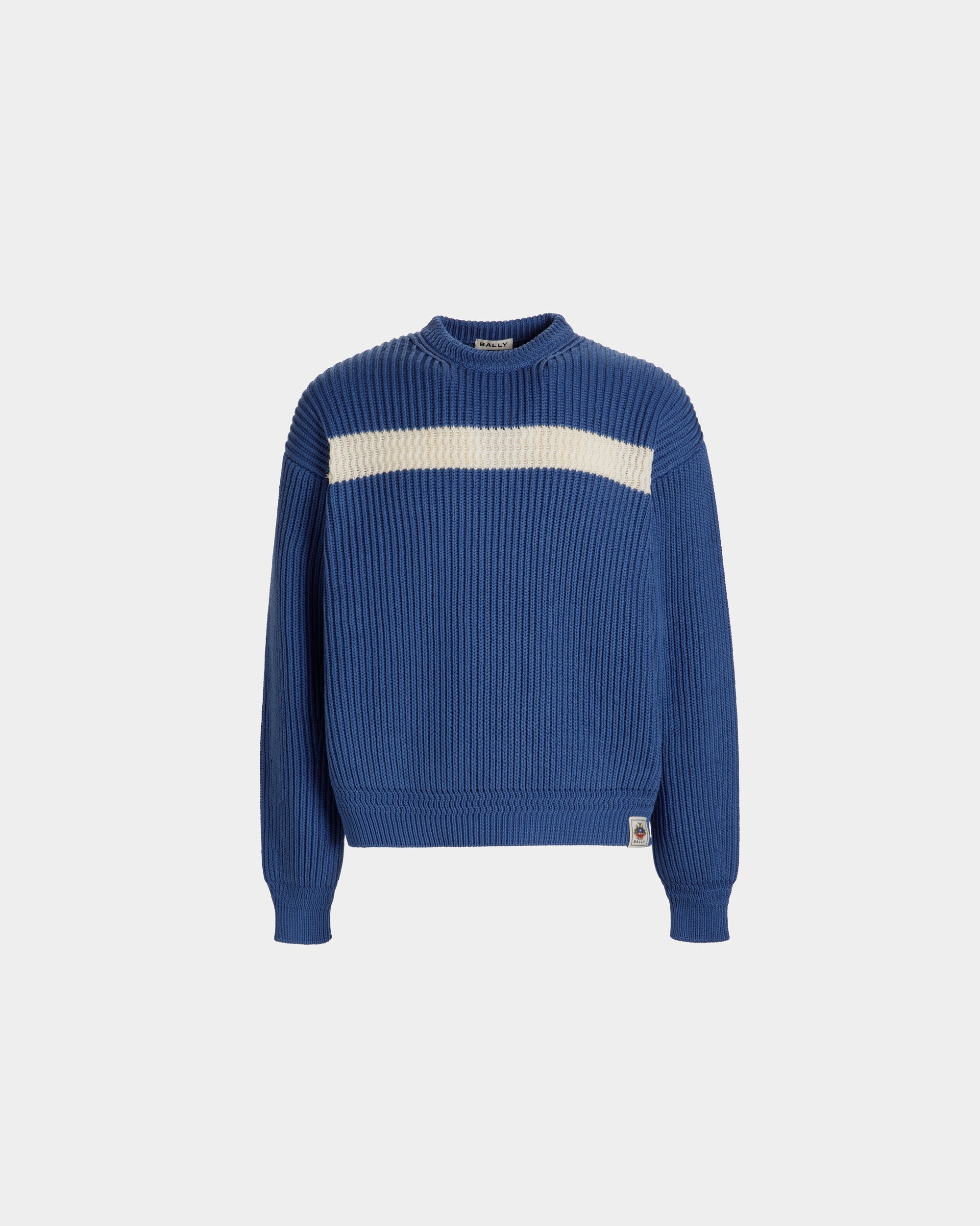 Bally Global - Crewneck Sweater in Medium Blue Cotton - Blue