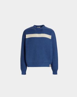 Crewneck Sweater in Medium Blue Cotton