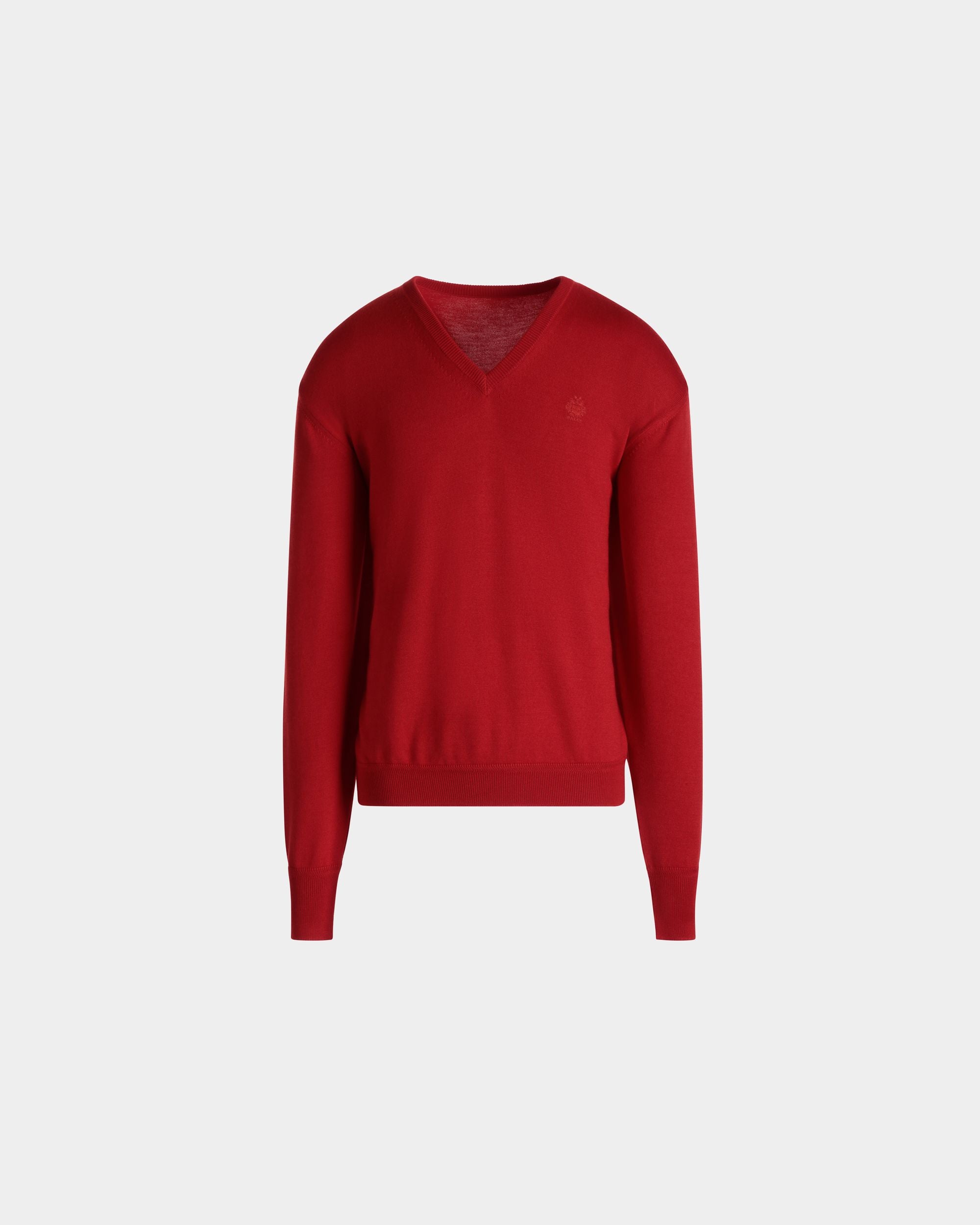 Bally Global - Knitwear V Neck In Red Mix Wool/Cash/Silk - Red