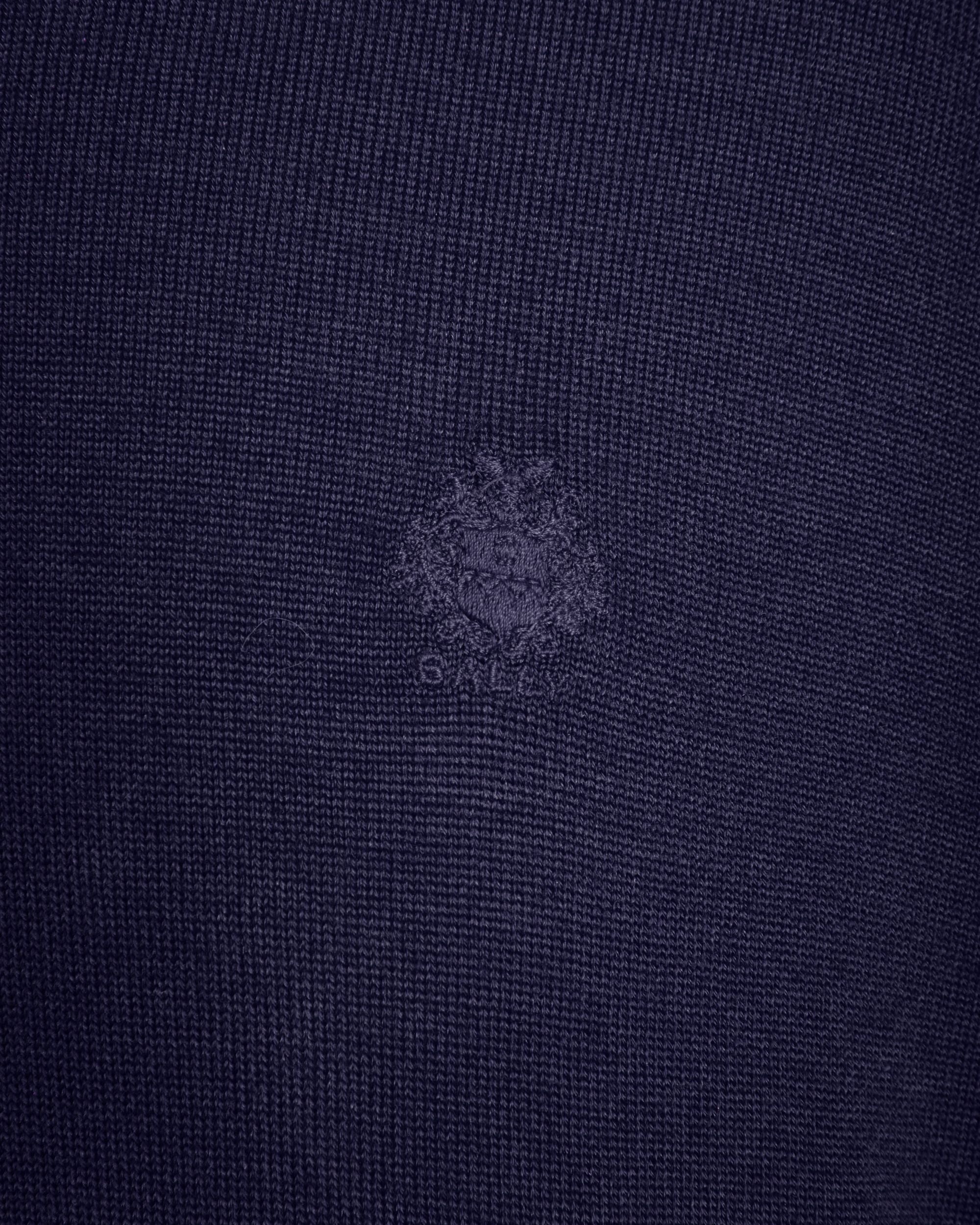 Bally Global - Polo Shirt in Navy Blue Wool and Cashmere with an Embroidered Crest - Blue