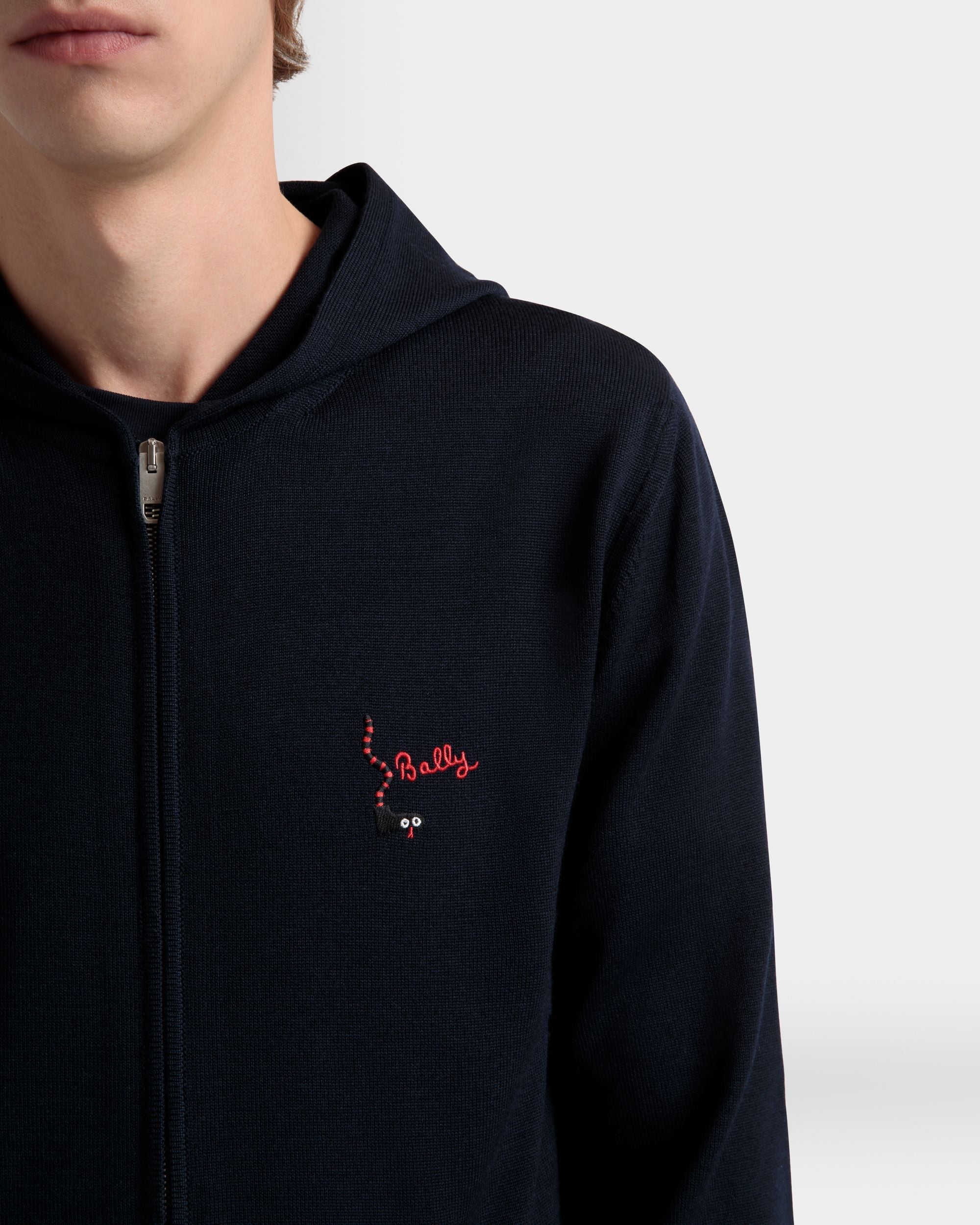 Bally Global - Sudadera Con Capucha De Lana Navy Blue - Azul