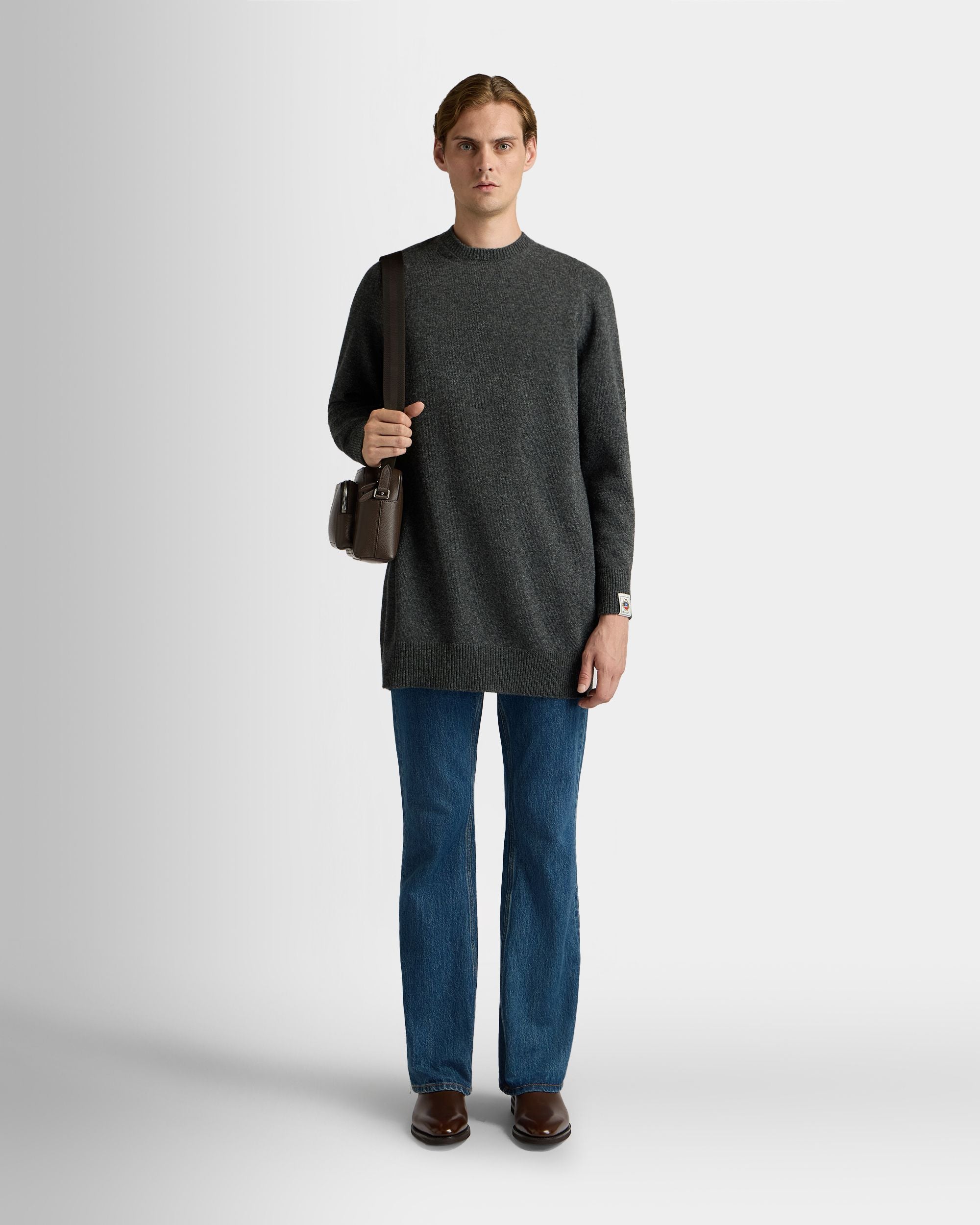 Bally Global - Long Sweater in Dark Grey Wool - Grey
