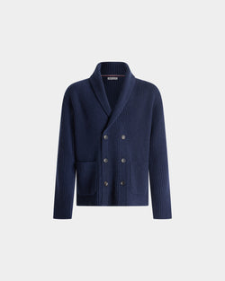 Cardigan in Navy Blue Wool