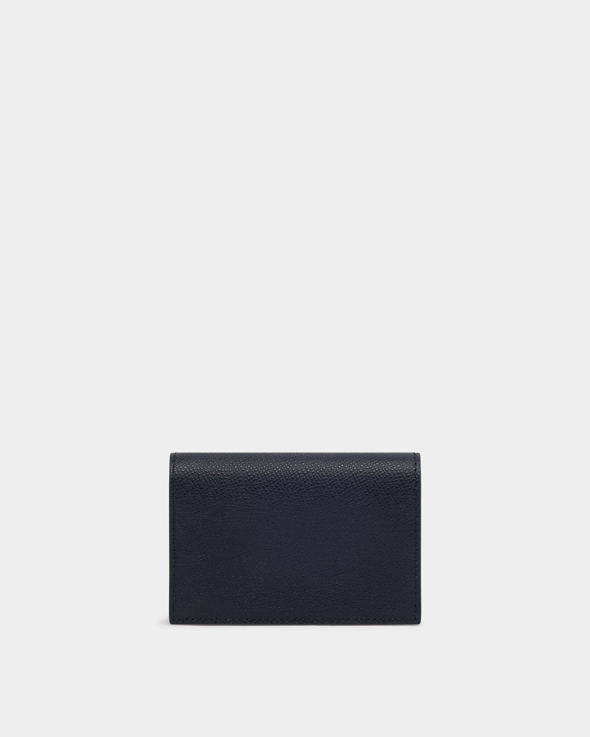 Bally Global - Business Card Holder in Navy Blue Embossed Leather - Blue