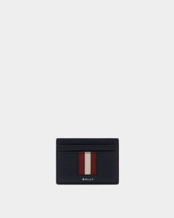 Ribbon Business Card Holder In Blue  Leather