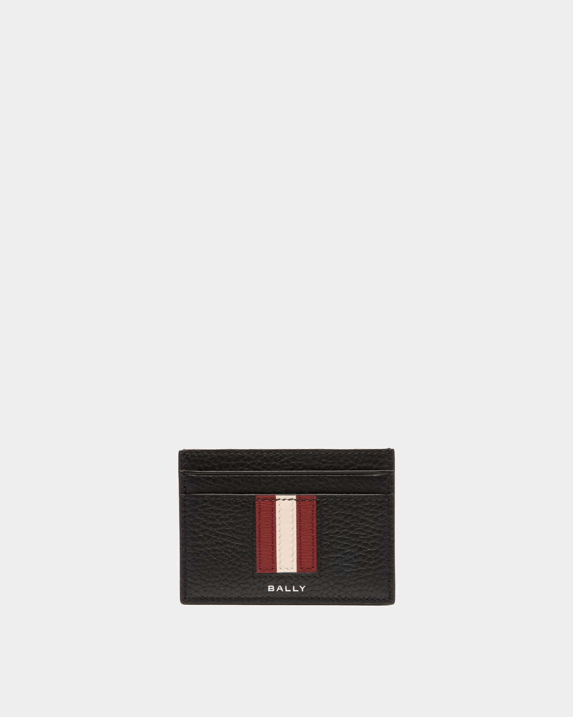 Bally Global - Ribbon Card Holder In Black Grained Leather - Black