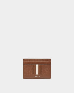 Ribbon Business Card Holder In Brown Leather