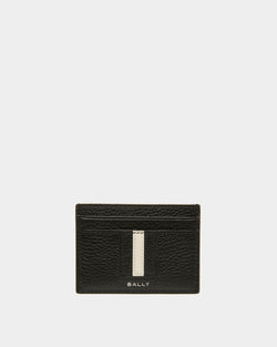Ribbon Card Holder In Black Leather
