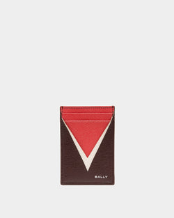 Flag Card Holder In Brown Leather