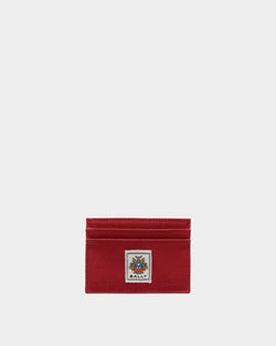 Easy Bally Card Holder In Candy Red Cotton Canvas