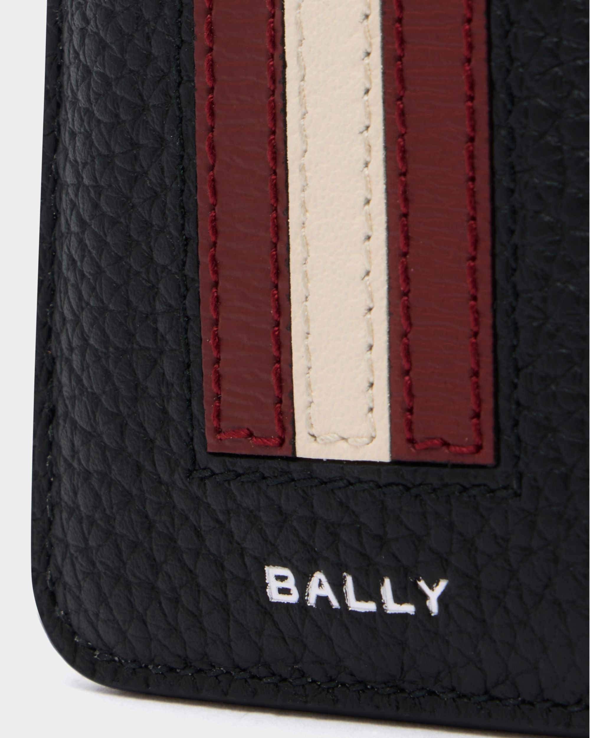 Bally Global - Ribbon Card Holder in Black Grained Leather - Black
