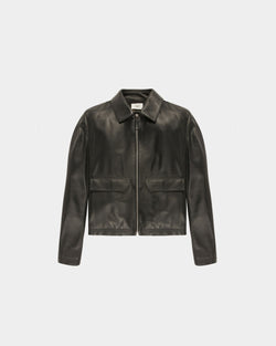 Chaqueta De Piel Con Bolsillos De Parche