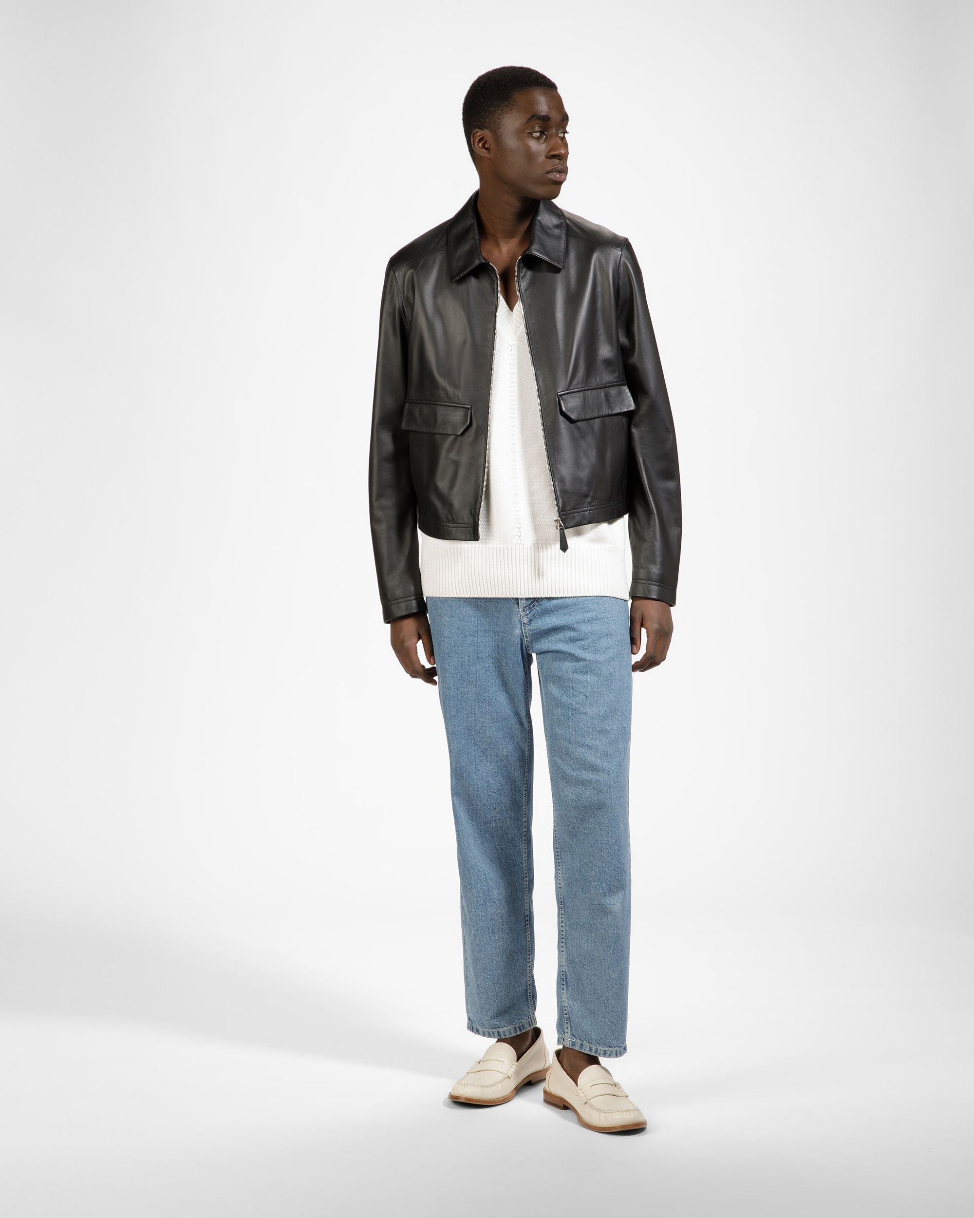 Bally Global - Chaqueta De Piel Con Bolsillos De Parche - Negro