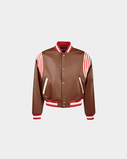 Leather Bomber In Brown Leather