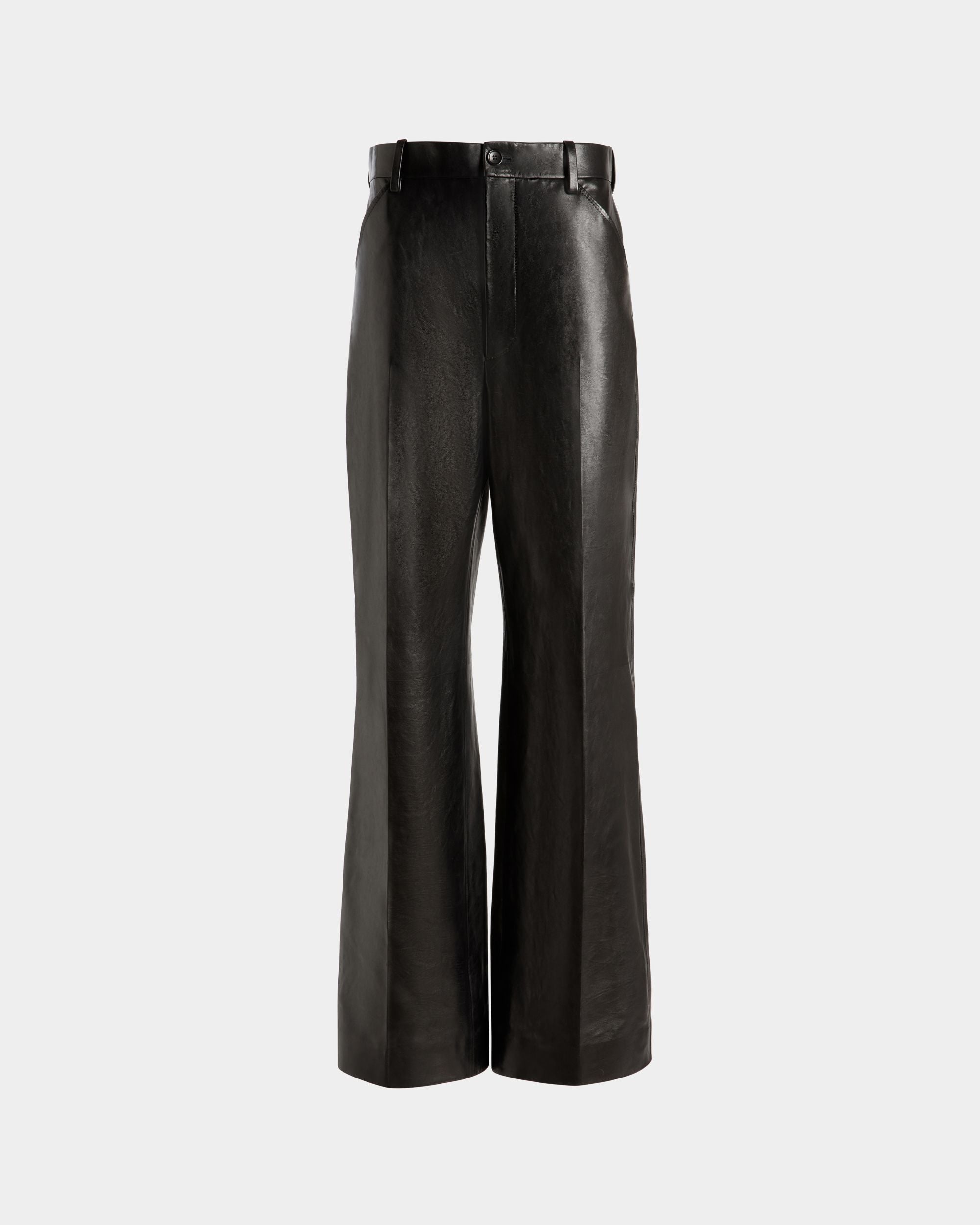 Bally Global - High Waist Pants In Black Leather - Black