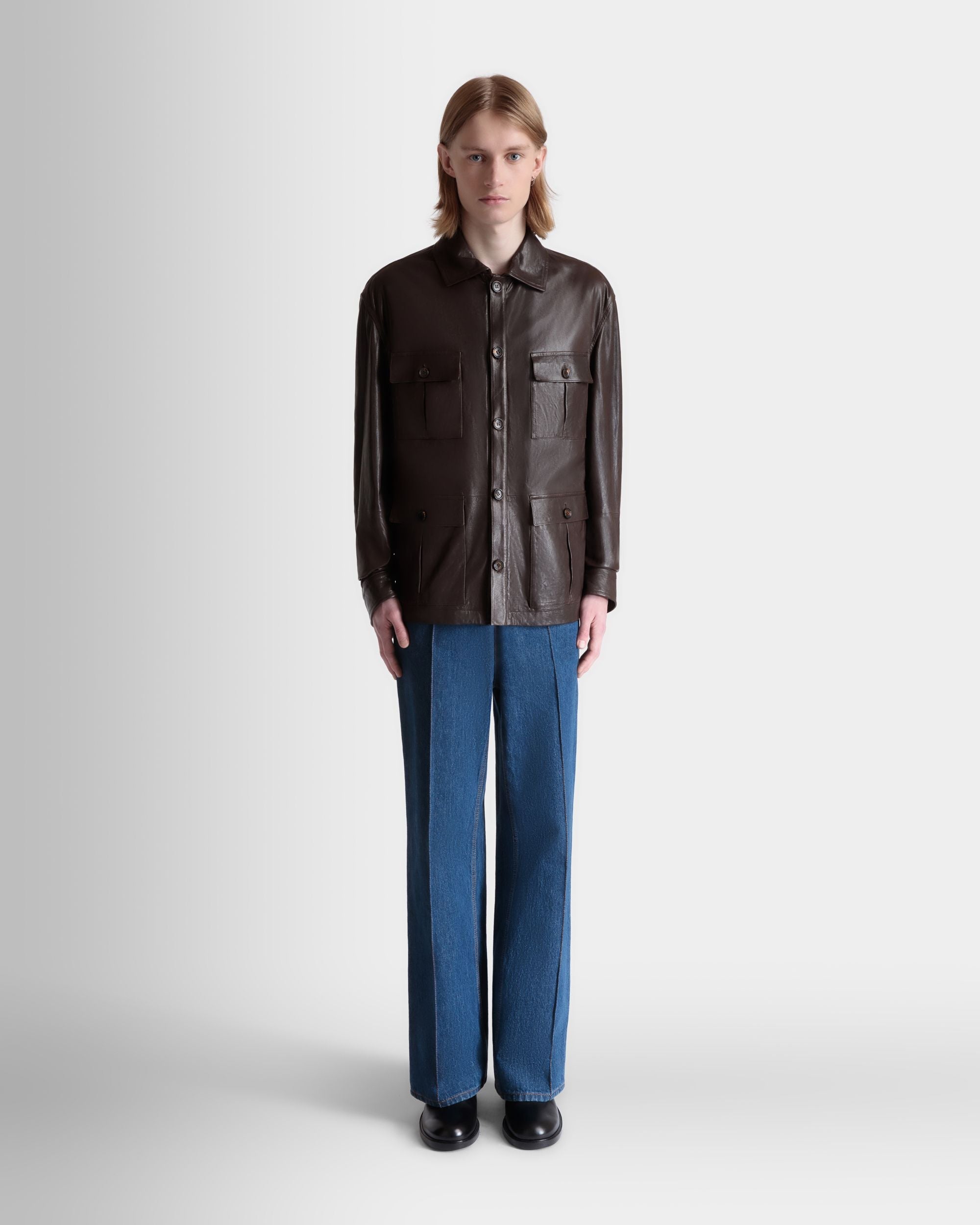 Bally Global - Veste Saharienne En Cuir Ebano - Marron