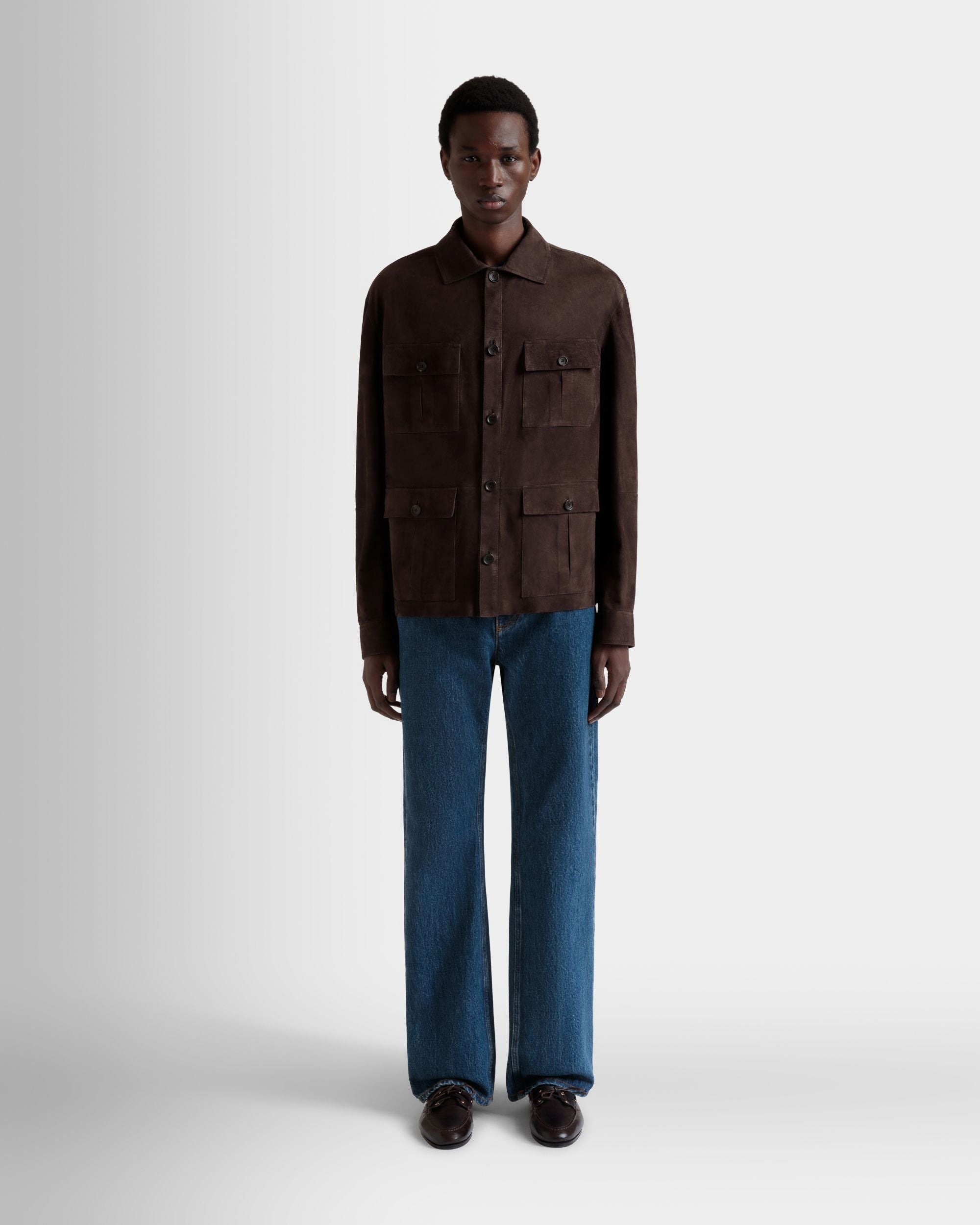 Bally Global - Veste Saharienne En Daim Ebano - Marron