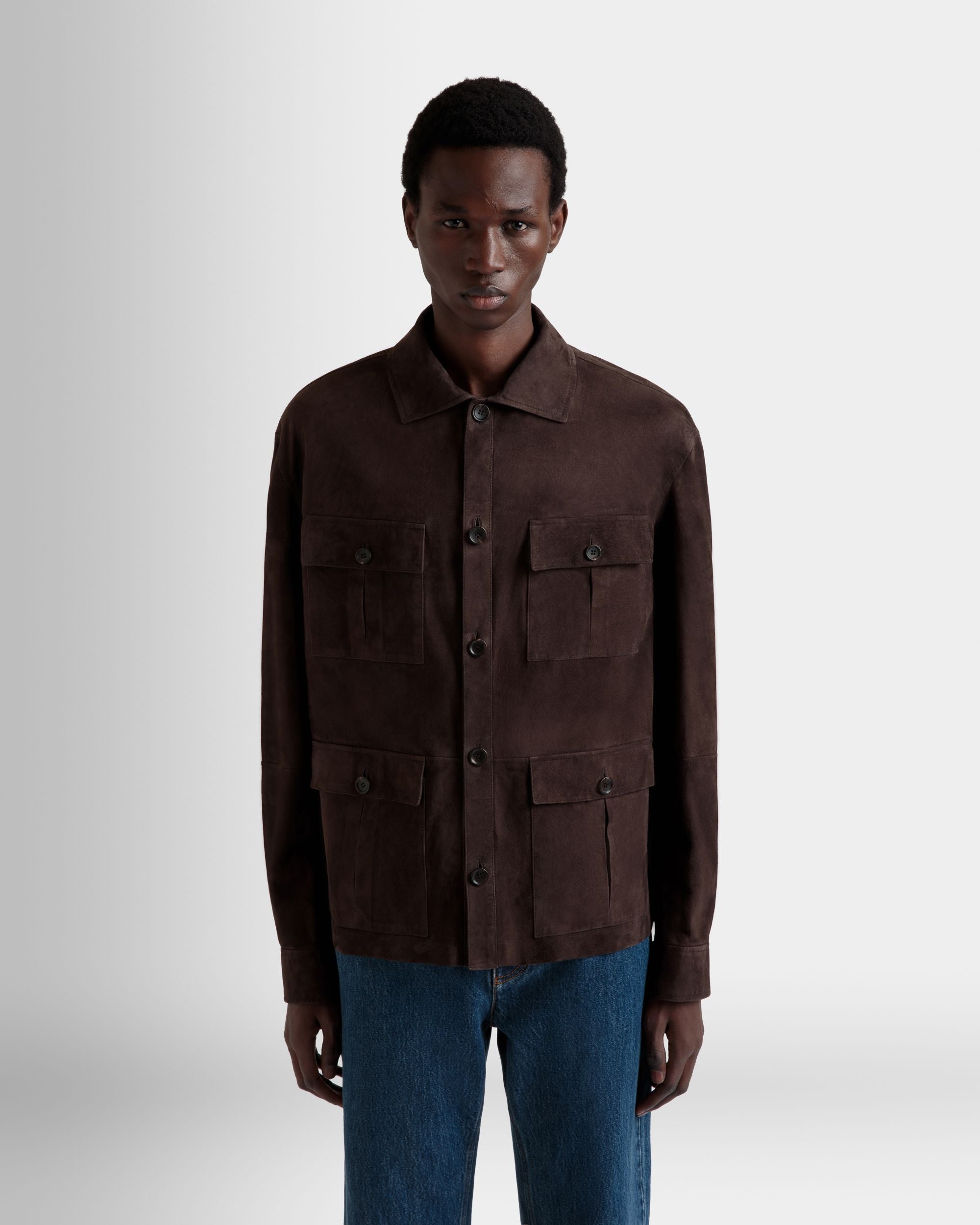 Bally Global - Veste Saharienne En Daim Ebano - Marron