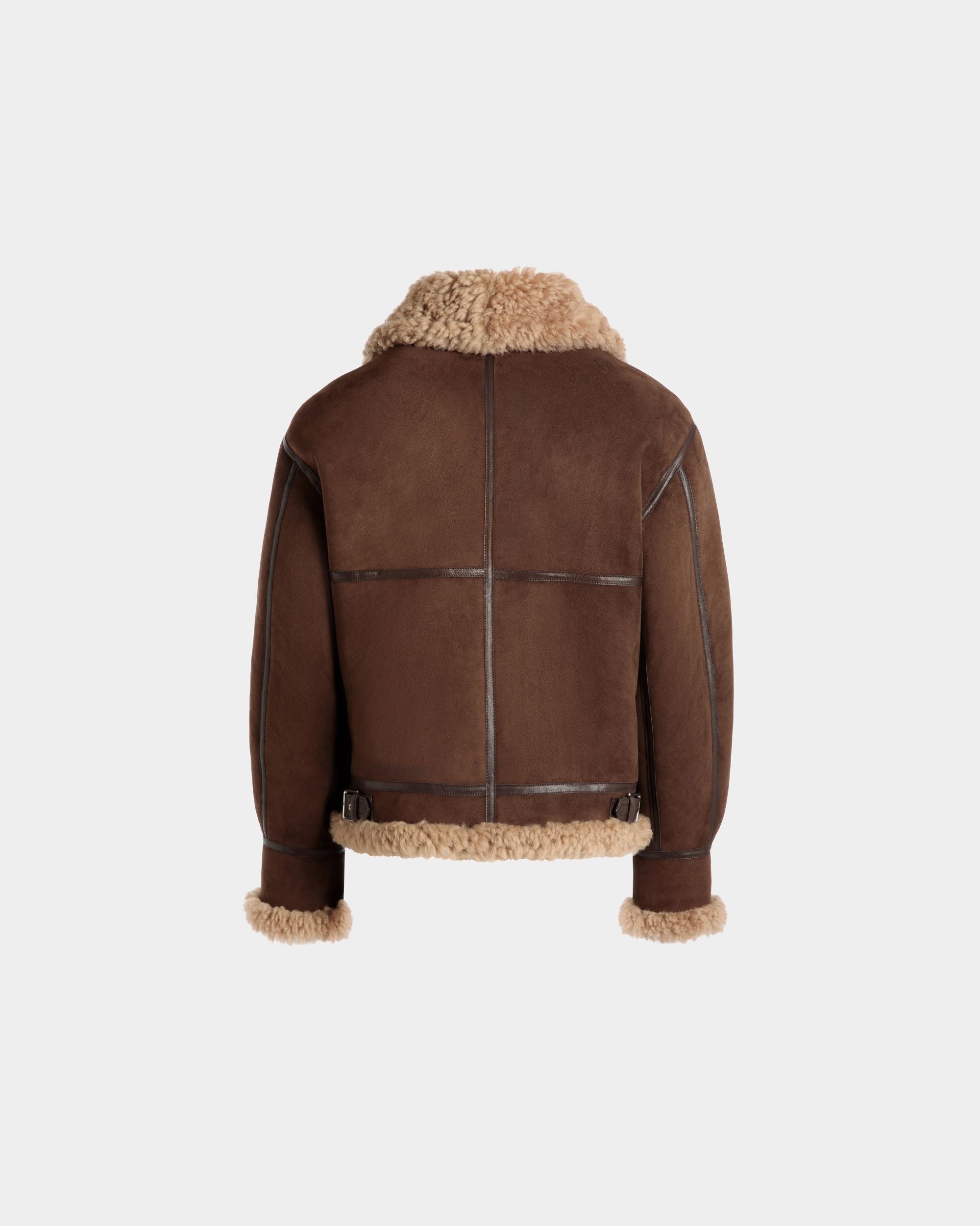 Bally Global - Cazadora De Aviador De Borreguillo Marrón Y Beige - Marrón