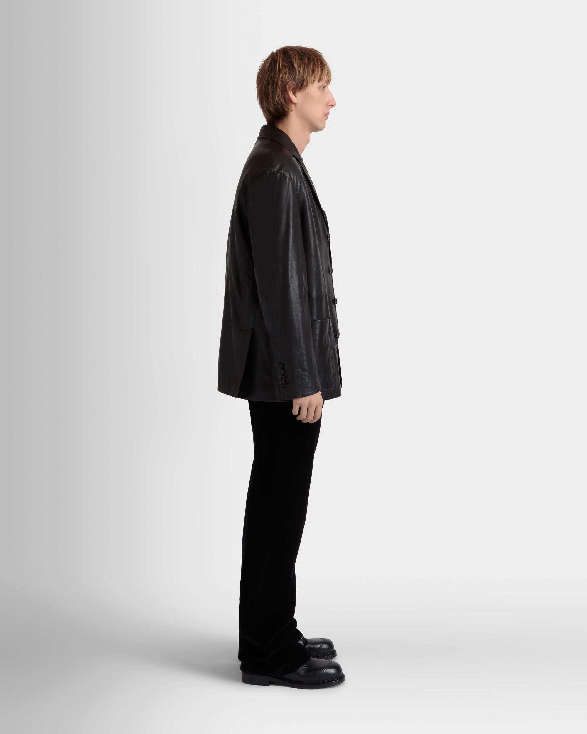 Bally Global - Blazer With Shearling Lining In Black Leather - Black
