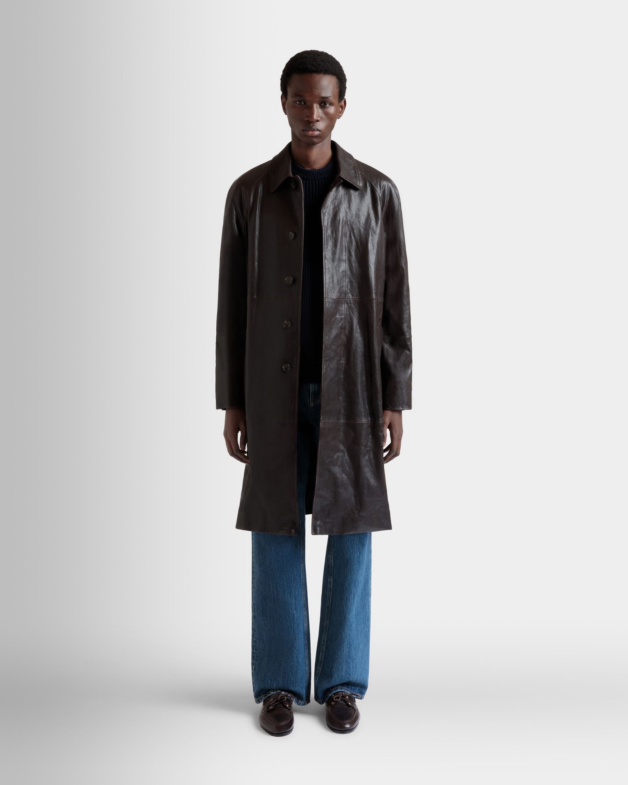 Bally Global - Manteau En Cuir Marron - Marron