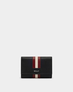 Ribbon Key Holder in Black Grained Leather