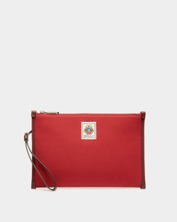 Easy Bally Pochette In Candy Red Cotton Canvas