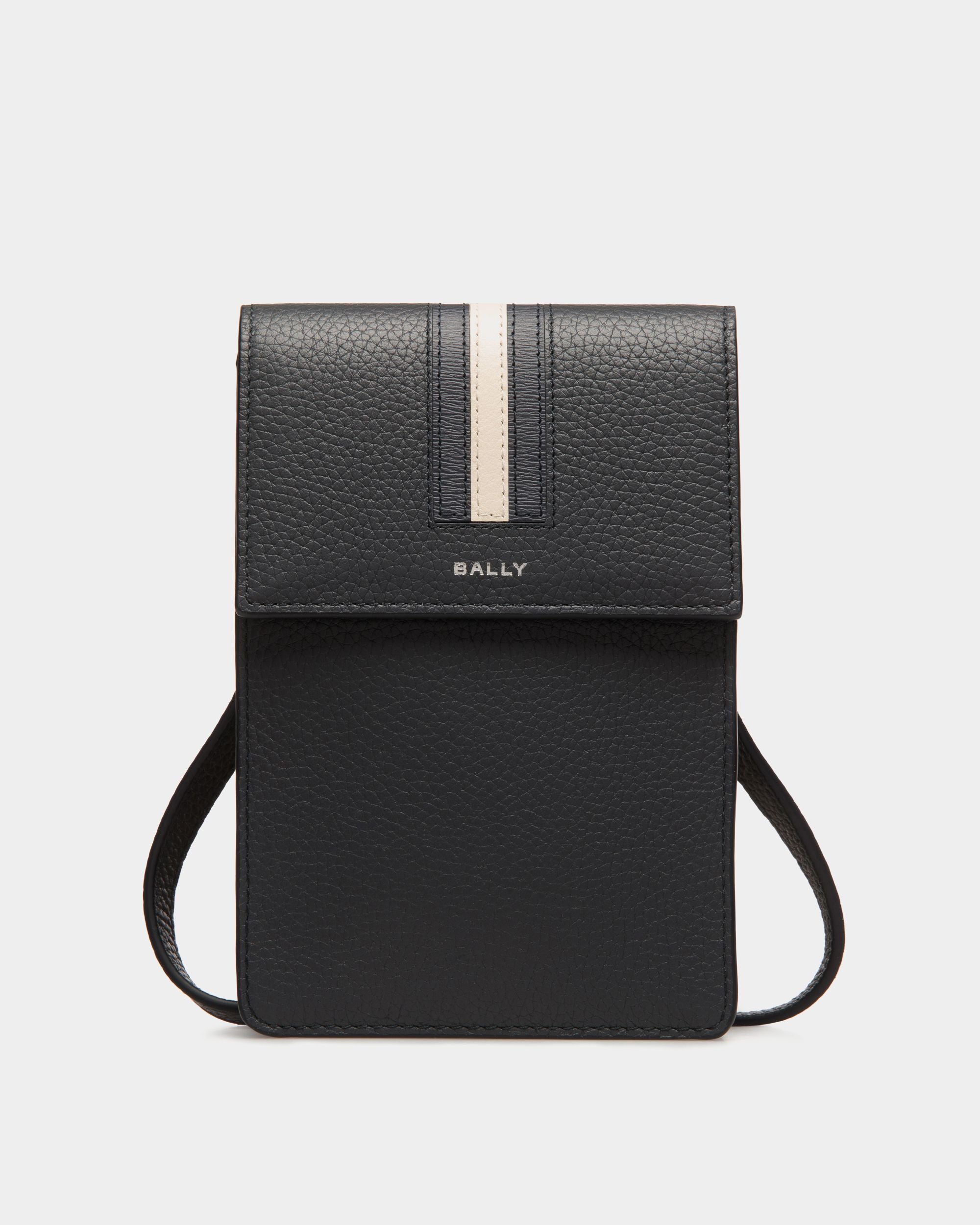 Bally Global - Ribbon Phone Wallet In Blue Grained Leather - Blue