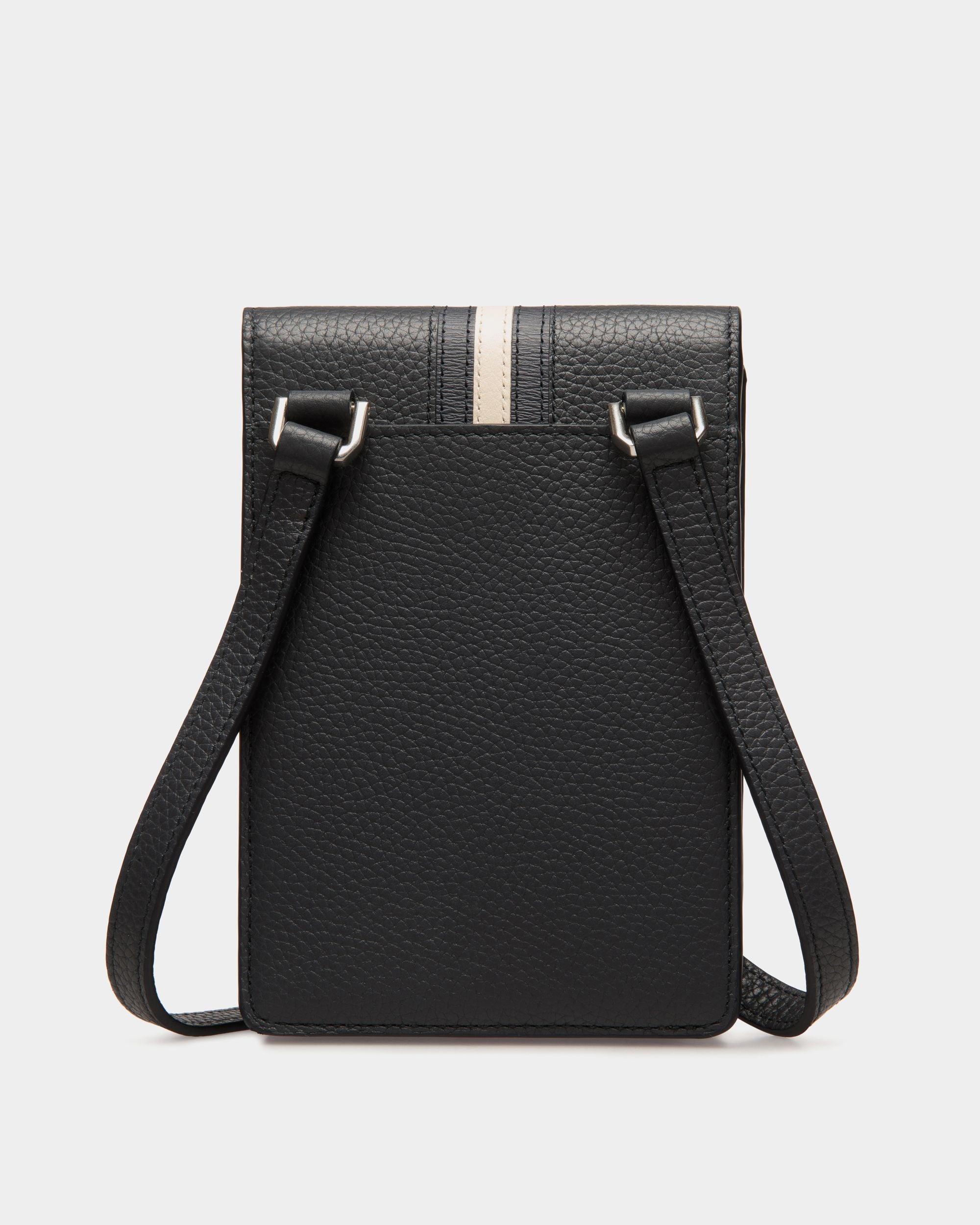 Bally Global - Ribbon Phone Wallet In Blue Grained Leather - Blue