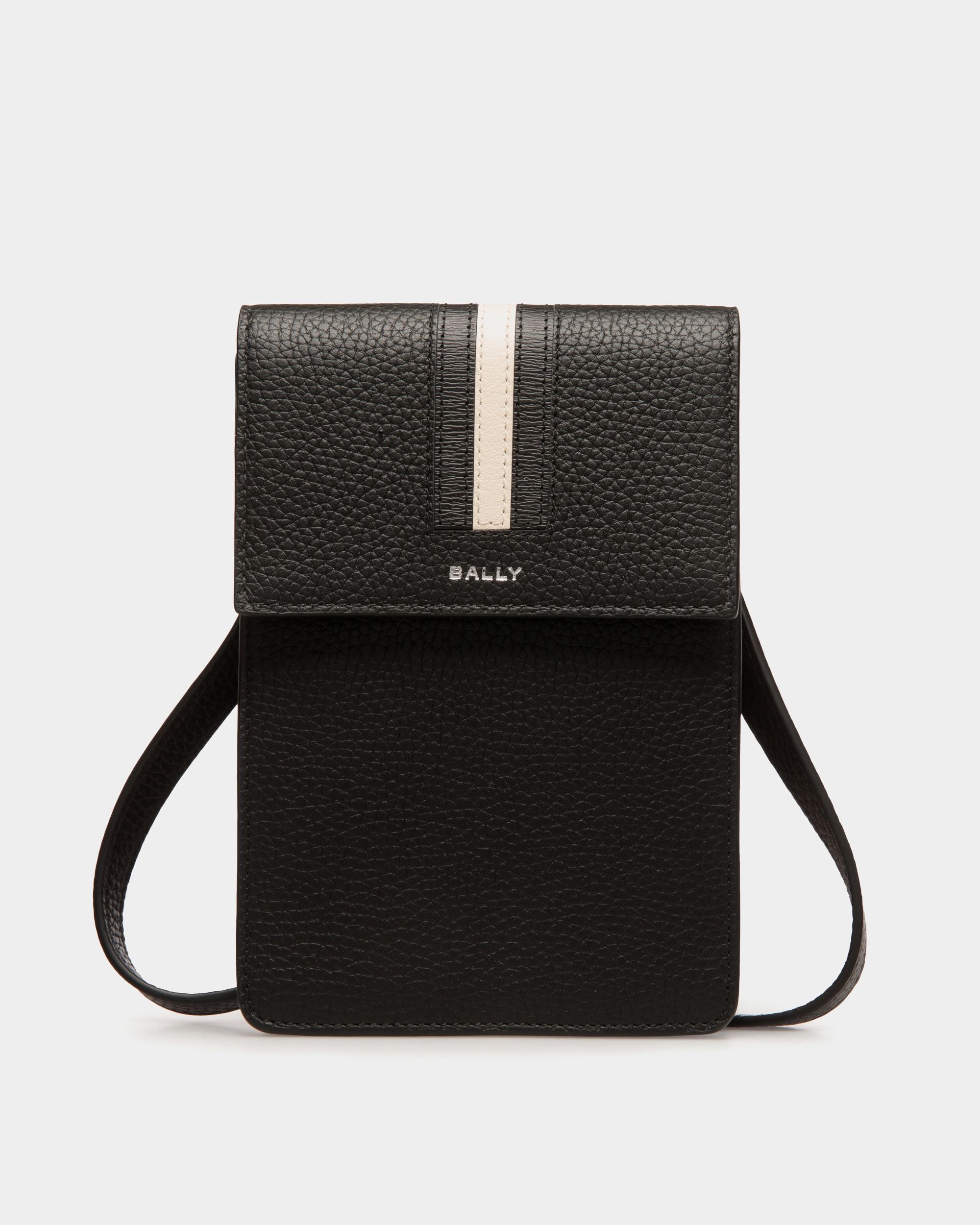 Bally Global - Ribbon Phone Wallet In Black Grained Leather - Black
