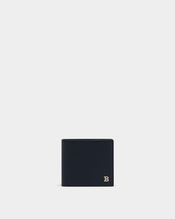 Bifold Wallet in Navy Blue Embossed Leather