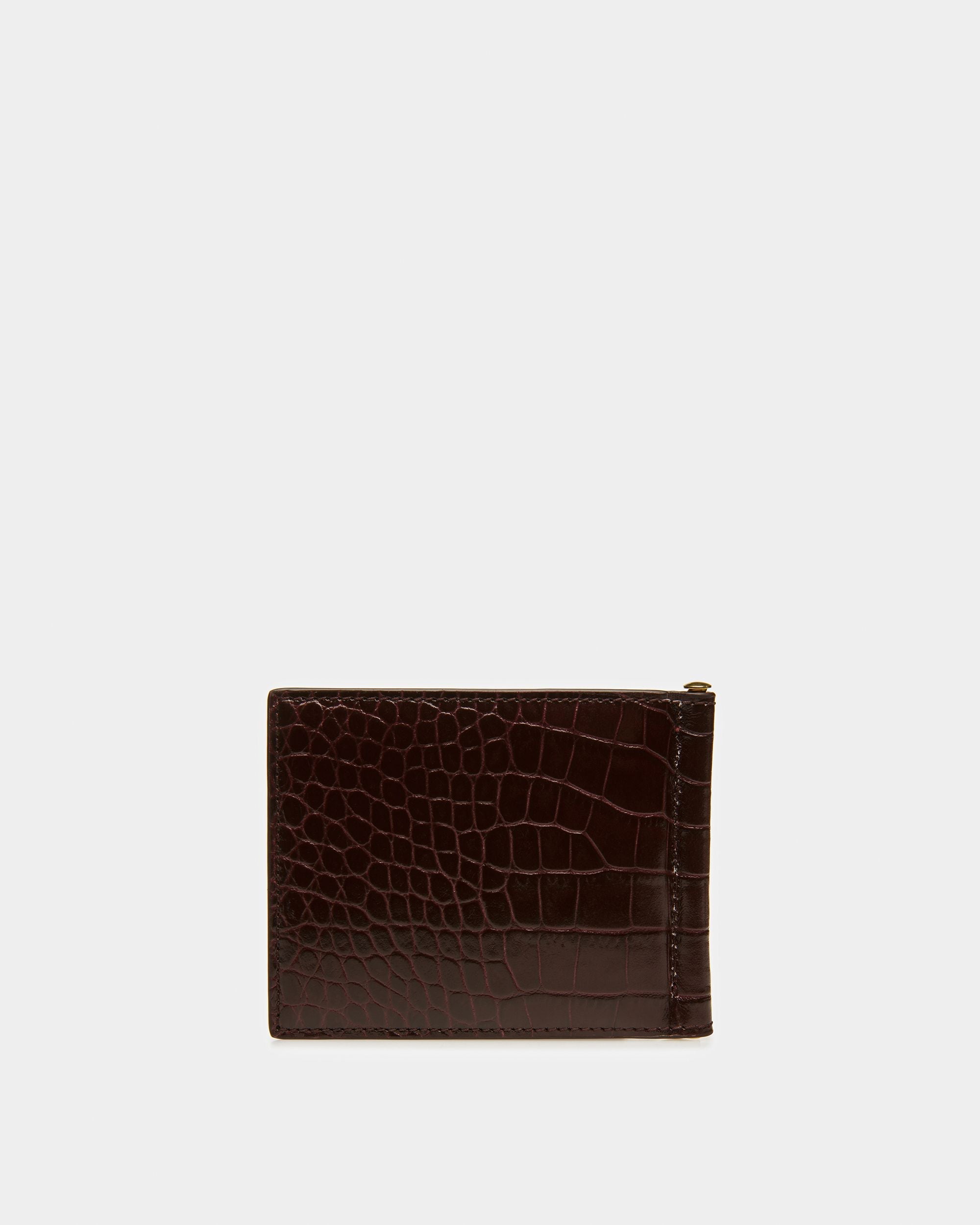 Bally Global - Bifold Clip Wallet In Crocodile Embossed - Red