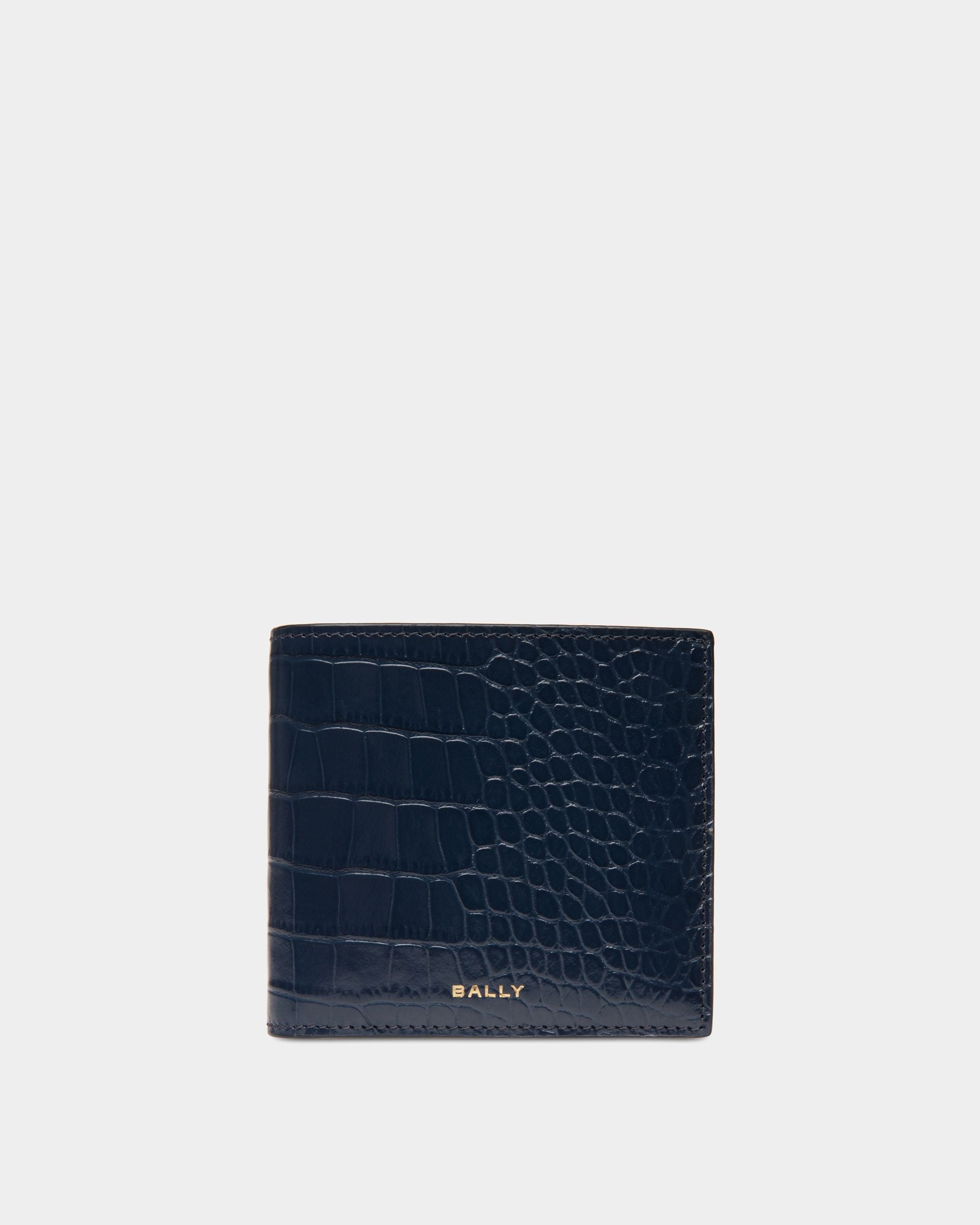 Bally Global - Busy Bally Bifold Wallet in Navy Blue Printed Leather - Blue