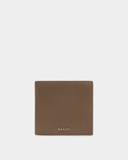 Portefeuille En Cuir Gaufré Beige