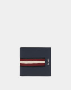 Wallet in Navy Blue Leather With a Bally Ribbon